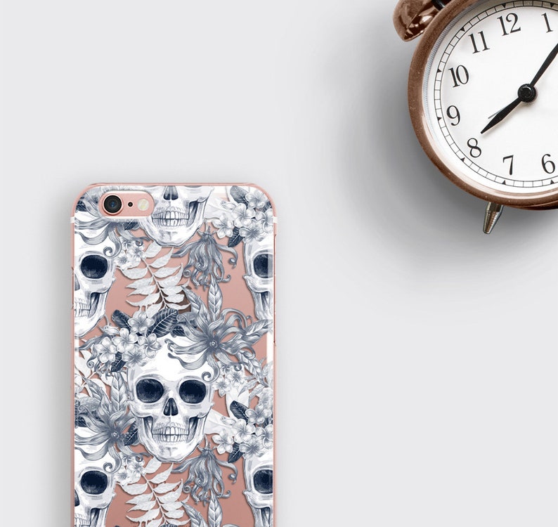 White Skull iPhone XS Max Case Samsung Clear Cover image 6