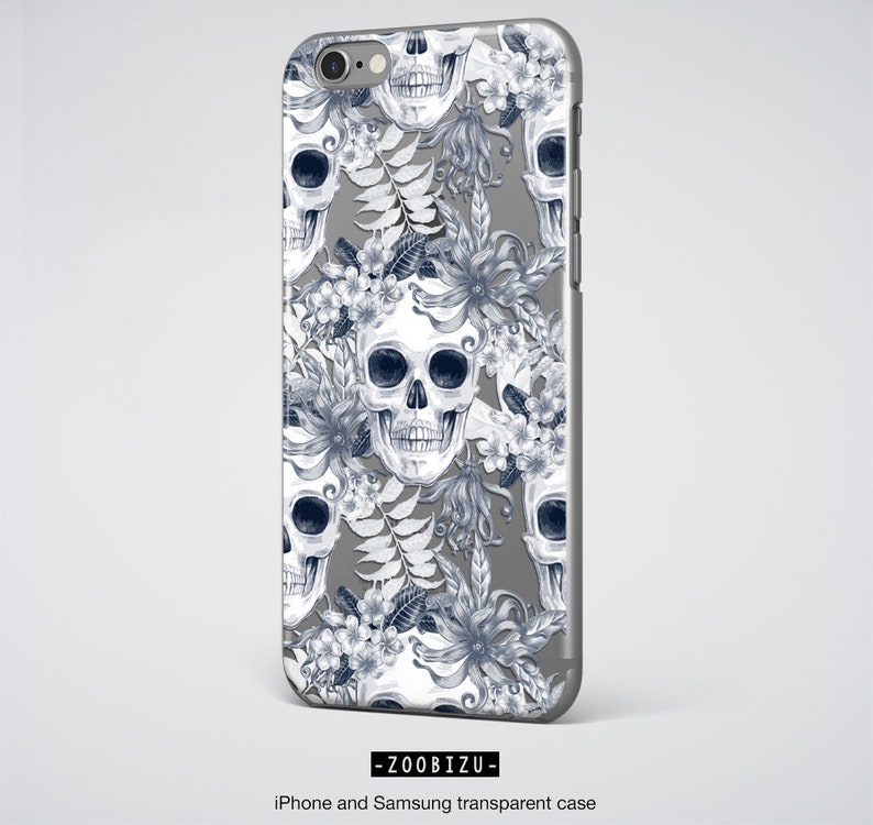 White Skull iPhone XS Max Case Samsung Clear Cover image 2