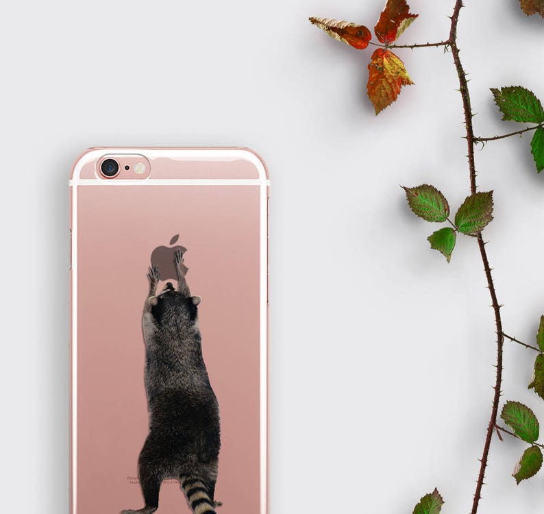 Raccoon iPhone Case Clear Samsung Cover, Trash Panda Protective iPhone 13 Case Animal Transparent iPhone 12 Case image 1