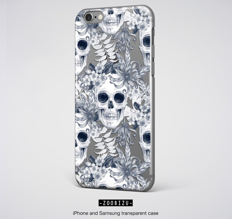 White Skull iPhone XS Max Case Samsung Clear Cover image 7