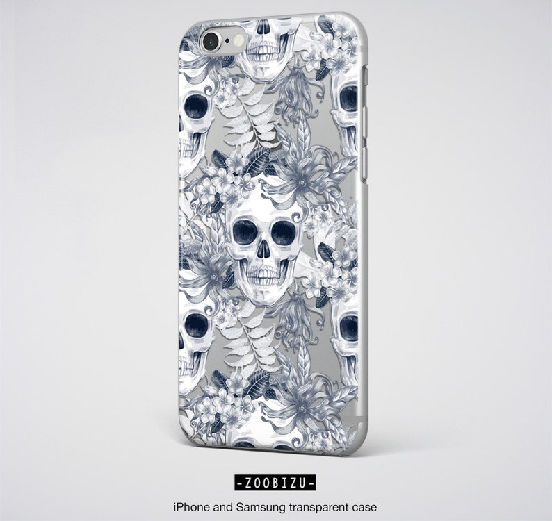 White Skull iPhone XS Max Case Samsung Clear Cover image 3