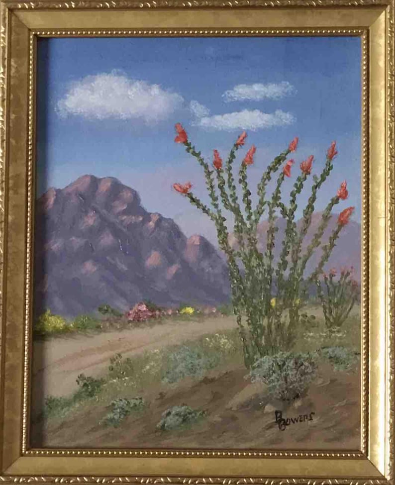 Framed Arizona Desert southwest landscape original oil painting 8"x10" image 1
