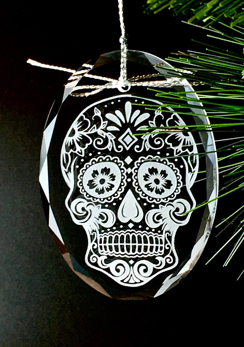 Crystal Sugar Skull Ornament 1 Round Christmas Ornament Etsy