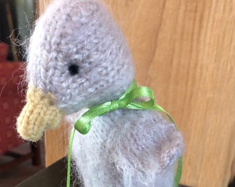 Knitted, Fulled and Needle Felted Mohair Duckling