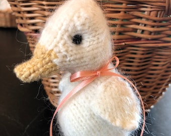 Knitted, Fulled and Needle Felted Mohair Duckling