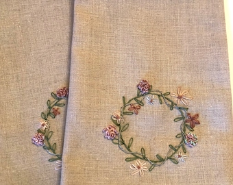 Hand Embroidered Tea Towel-Linen