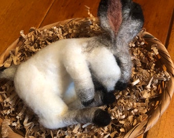 Needle Felted Sleeping Bunny