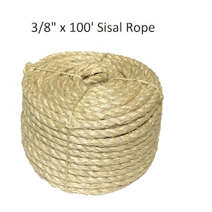 3/8&quot; (10mm) x 100 Feet Sisal Rope CAT SCRATCHING POST Claw Control Toy Crafts Pet Cord