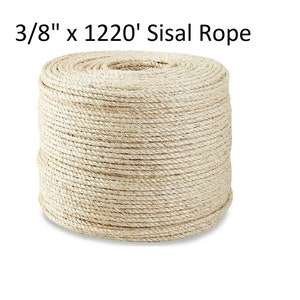 3/8&quot; X 1220&#39; Feet Sisal Rope CAT SCRATCHING POST Claw Control Toy Crafts Pet Cord