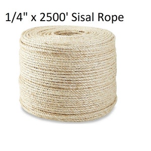1/4&quot; X 2500&#39; Feet Sisal Rope CAT SCRATCHING POST Claw Control Toy Crafts Pet Cord