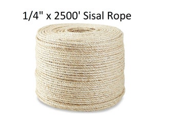 1/4" X 2500' Feet Sisal Rope CAT SCRATCHING POST Claw Control Toy Crafts Pet Cord