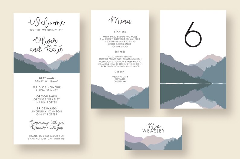 Simple Landscape Invitation Suite Printable PSD Templates | Etsy
