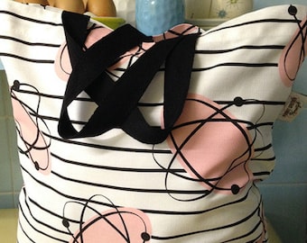 Retro shopping tote bag pink 1950s vintage-style atomic midcentury Orbit
