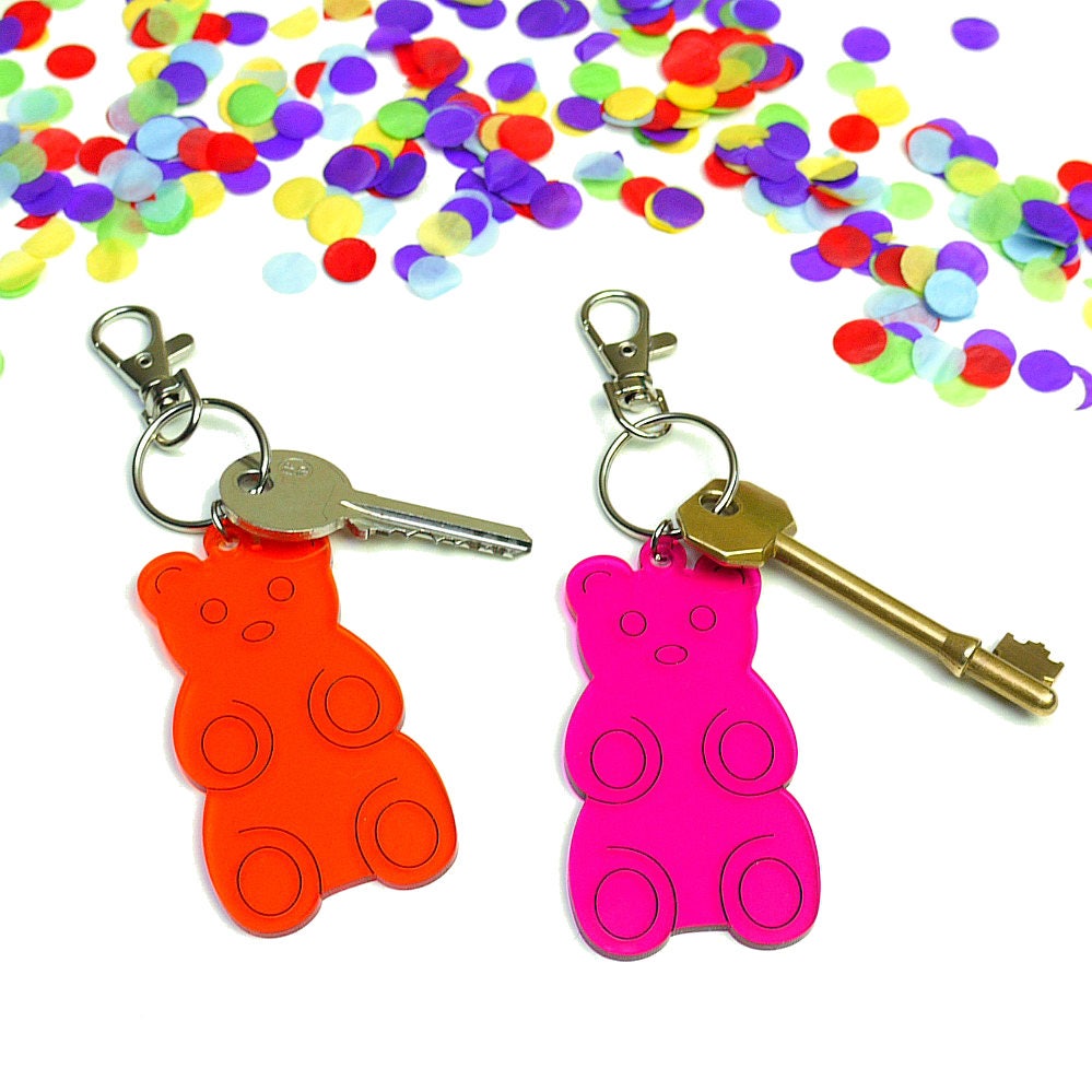 Giant Gummy Bear Keychain Retro Sweets Keyring Bag Charm Etsy
