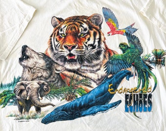 Vintage 90s Endangered Echoes Animals Tee