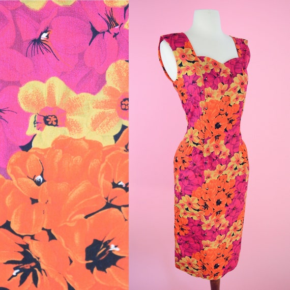 Vintage 90s Floral Dress // Summer, 1990s, Pink, O