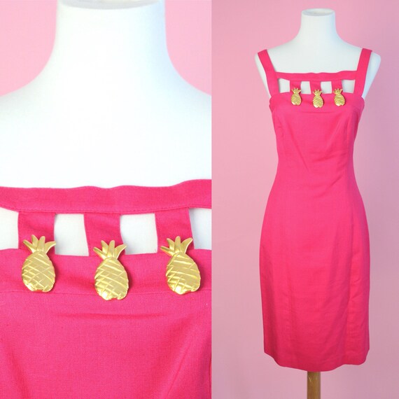 hot pink and gold dress