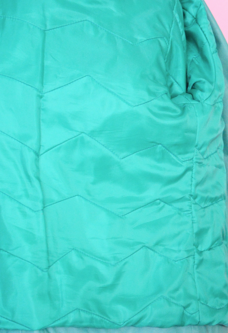 Vintage Coat Women Size Medium Vintage 80s Teal Green Leather Jacket 90s Outerwear