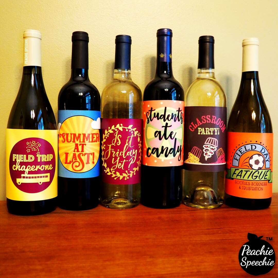 Wine Bottle Labels for Teachers &amp; Slps - Digital Download - Etsy