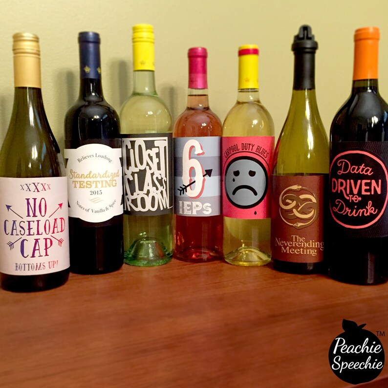 Wine Bottle Labels for Teachers & Slps Digital Download Etsy UK