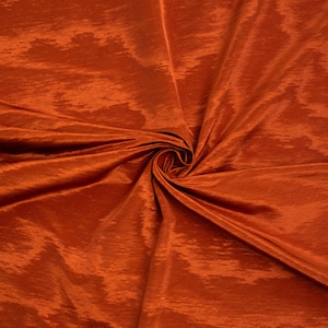 DEDAR Milano &quot;Amoir Fou&quot; Moire Fabric, Flame Retardant Trevira 190 gsm Made in France Haute Couture, By The Meter - RUSSET RED
