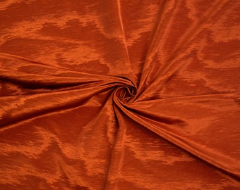 DEDAR Milano &quot;Amoir Fou&quot; Moire Fabric, Flame Retardant Trevira 190 gsm Made in France Haute Couture, By The Meter - RUSSET RED