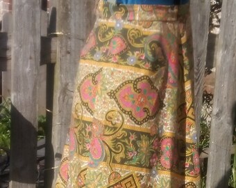Gorgeous vintage, boho, cotton, A-line maxi skirt by DollyRockers. s6/8