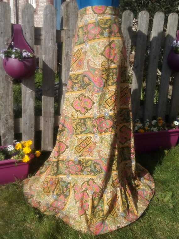 Gorgeous vintage, boho, cotton, A-line maxi skirt… - image 8