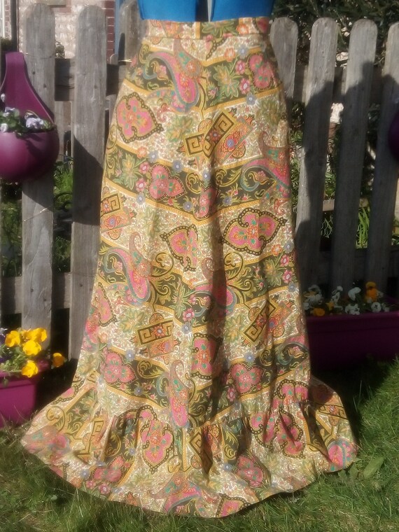 Gorgeous vintage, boho, cotton, A-line maxi skirt… - image 9