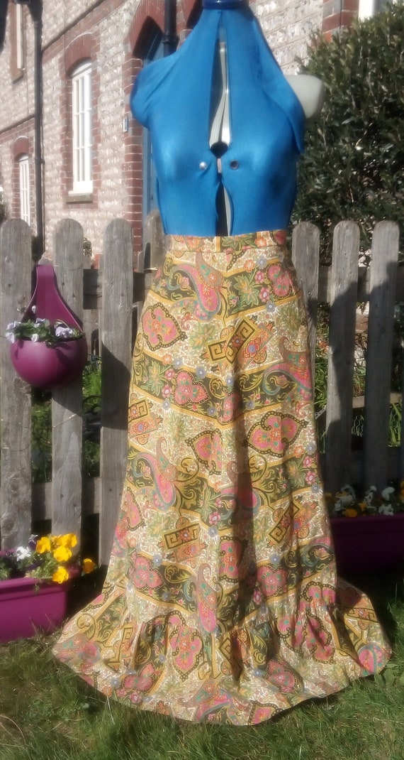 Gorgeous vintage, boho, cotton, A-line maxi skirt… - image 4