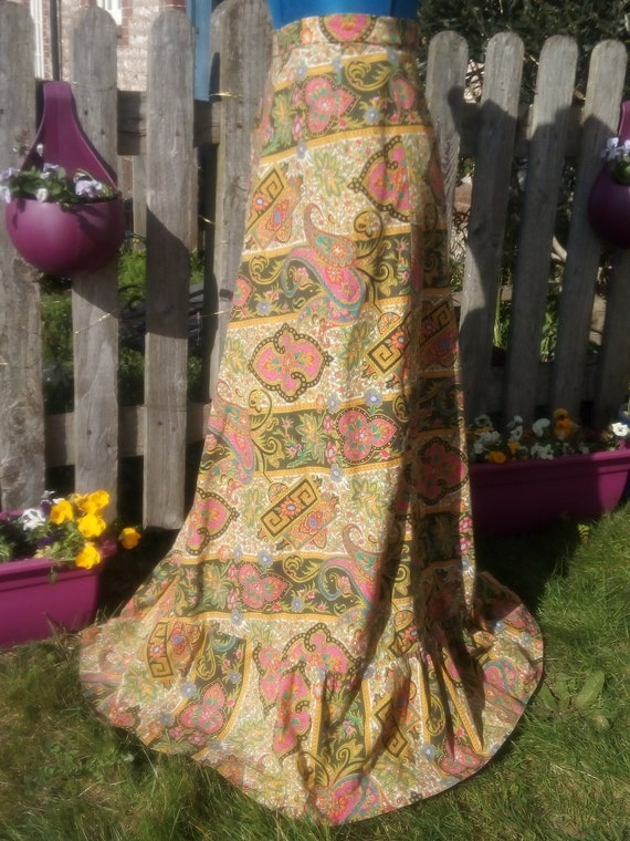 Gorgeous vintage, boho, cotton, A-line maxi skirt… - image 3