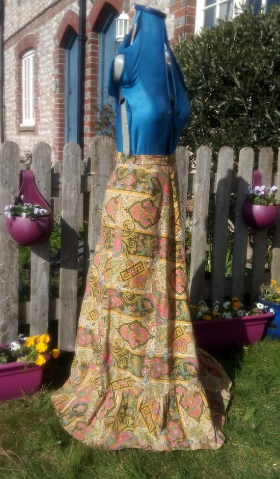 Gorgeous vintage, boho, cotton, A-line maxi skirt… - image 6