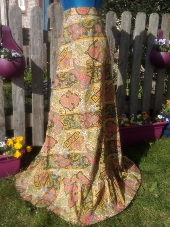 Gorgeous vintage, boho, cotton, A-line maxi skirt… - image 10