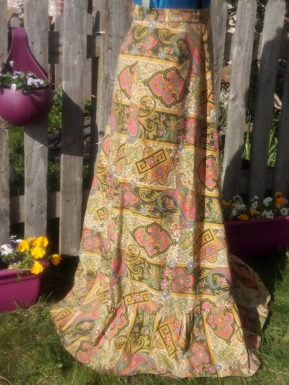 Gorgeous vintage, boho, cotton, A-line maxi skirt… - image 1