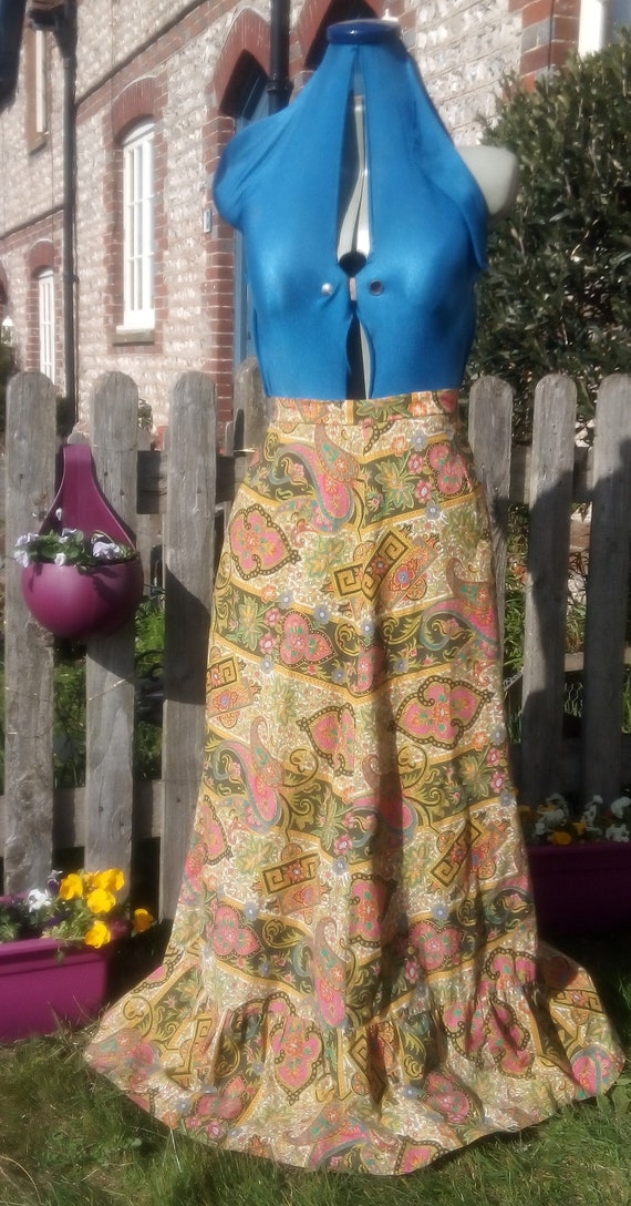 Gorgeous vintage, boho, cotton, A-line maxi skirt… - image 7