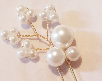 Pearl bridal wedding hair pin, with high quality glass pearls and smaller clusters of  for the perfect finish. Wedding hair pins, prom.