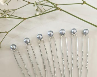 Pearl Hair Pins, blue Pearl Wedding Hair Pins for Bride or Bridesmaid, Bridal Hair Assessories or Evening Wear prom hair, flower girl.