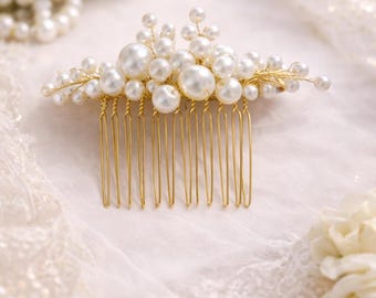 Kleine Braut Gold Perle Haarkamm, Hochzeit Haarkamm, Braut Haarkamm, Hochzeit Rückenkamm, Schleier Dekoration, schöne edle Haarkamm.