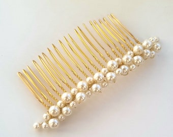 Gold or silver Pearl Hair Comb, Wedding Hair Comb, Bridal Hair Comb, Wedding Back Comb, Veil Decoration, Beautiful classy Hair comb.
