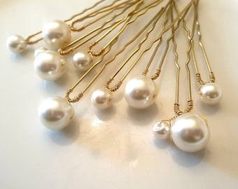 Bridal High Quality Glass Pearl Hair Pins Set of 7 Wedding Hair