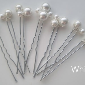 Bridal high quality glass pearl hair pins Set of 7 Wedding hair pins Pearls hair piece Silver or gold hairpin. image 4