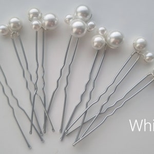 Bridal high quality glass pearl hair pins Set of 7 Wedding hair pins Pearls hair piece Silver or gold hairpin.