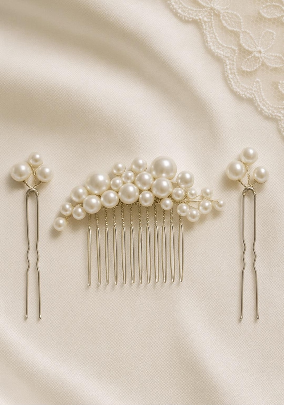 Set of 5 Pearl Hair Combs and Pins for Wedding Prom Updo Amazon.com : Sppry Pearl Hair Combs and Hair Pins for Bridal  main image 3
