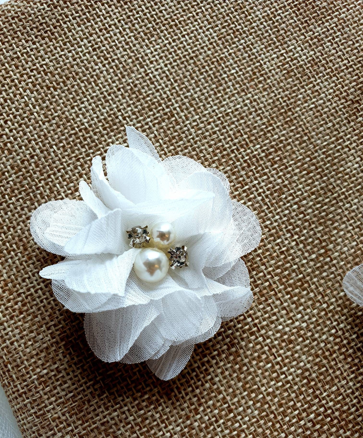 Brianna Cannon White & Tan Woven Headband with Flowers & Pearls main image 1