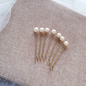 Set of small Pearl Wedding hair pin Pearl Bridal hair pin Pearl hair pin Pearl Wedding hair. 8mm, Glass pearls on bobby pins. image 4