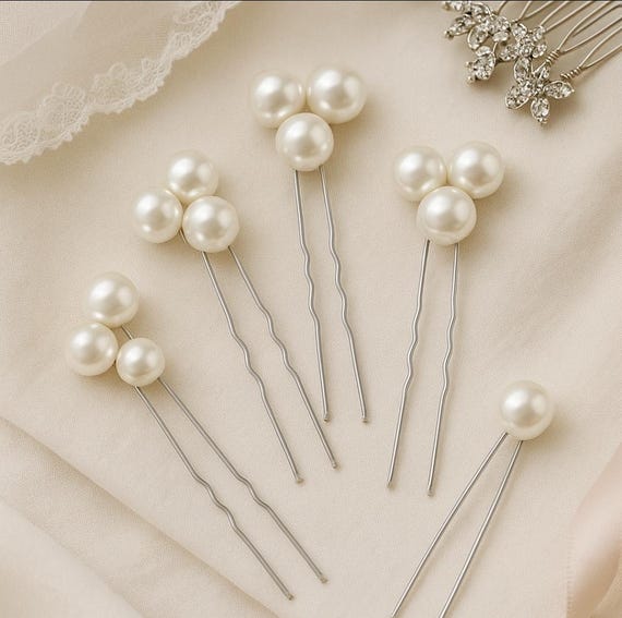 Gold or Silver Pearl Hair Pins – Elegant Bridal Hair  display picture 2
