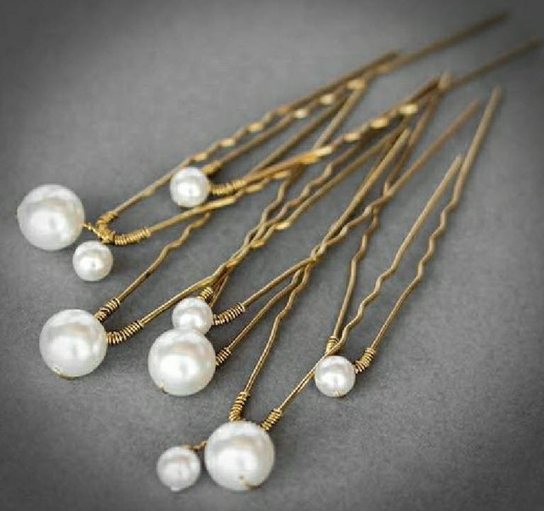 Pearl Hair Pins Set of Seven Ivory White Pearl Wedding Hair Etsy