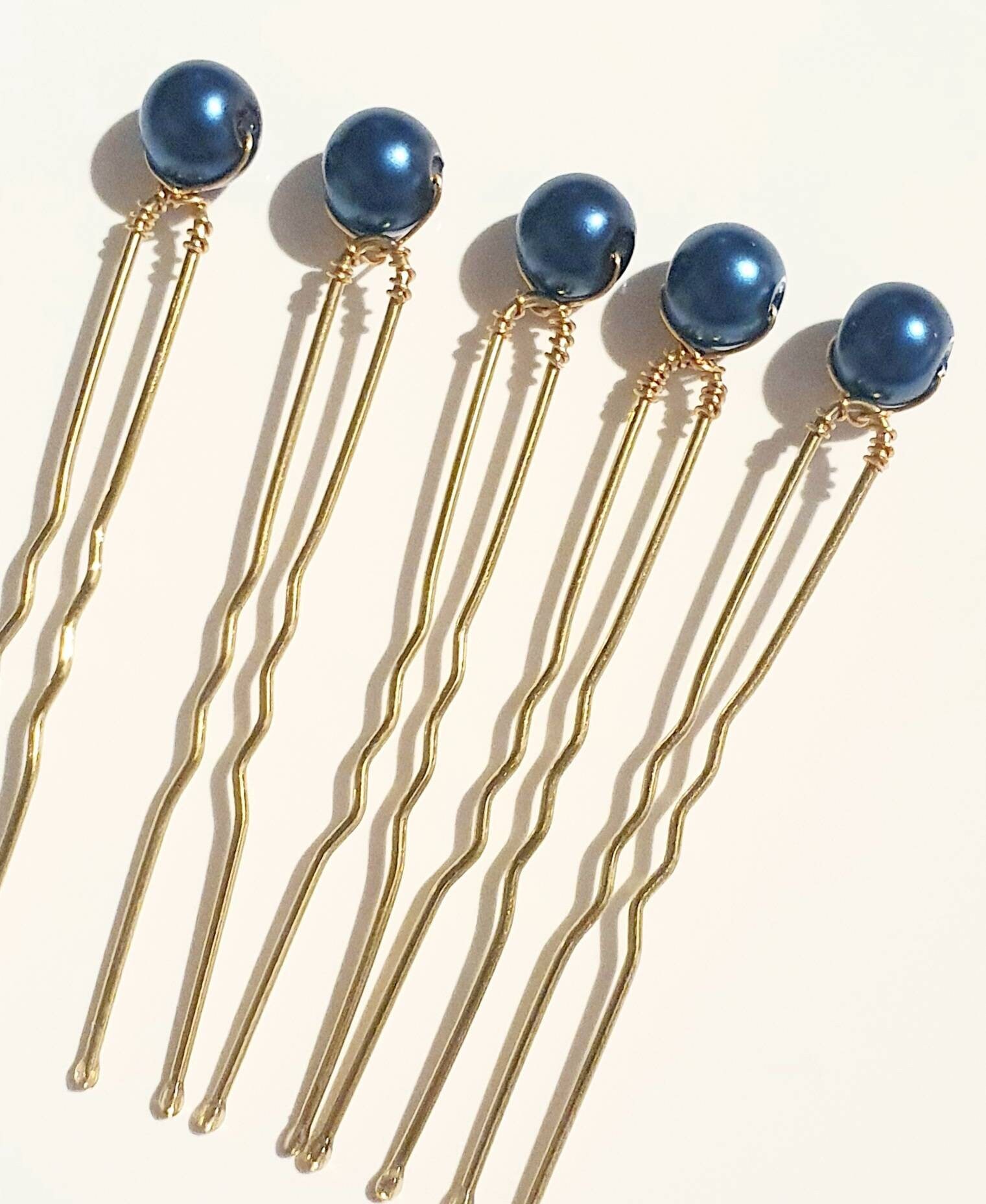 Pearl Hair Pins blue Pearl Wedding Hair Pins for Bride or Bridesmaid Bridal Hair Assessories or Evening Wear prom hair flower girl