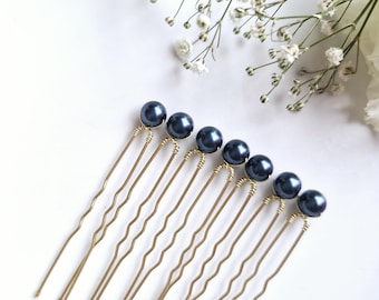 Pearl Hair Pins, blue Pearl Wedding Hair Pins for Bride or Bridesmaid, Bridal Hair Assessories or Evening Wear,  prom hair, flower girl.