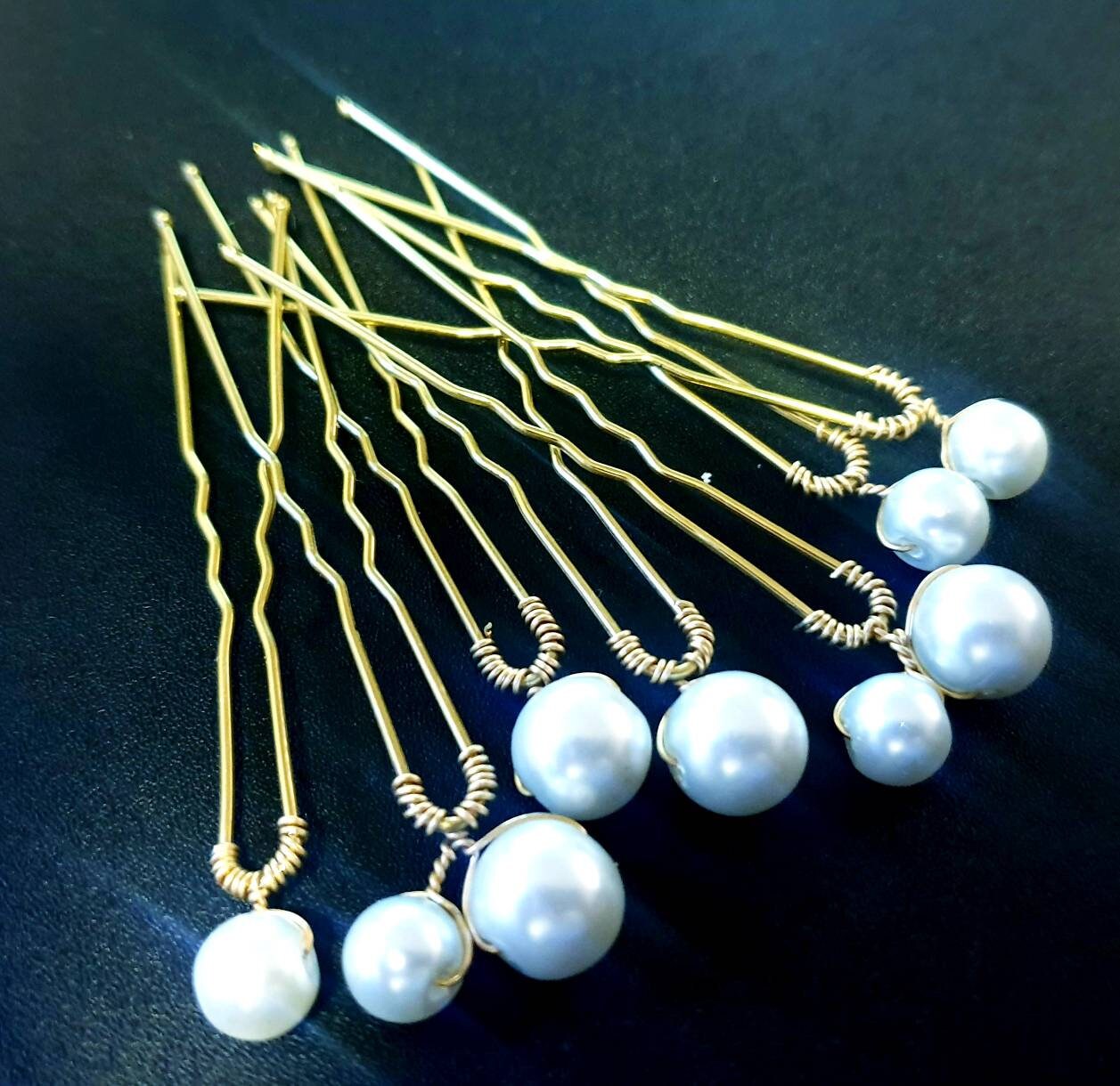 Pearl Hair Pins set of seven Ivory White Pearl Wedding Hair Etsy